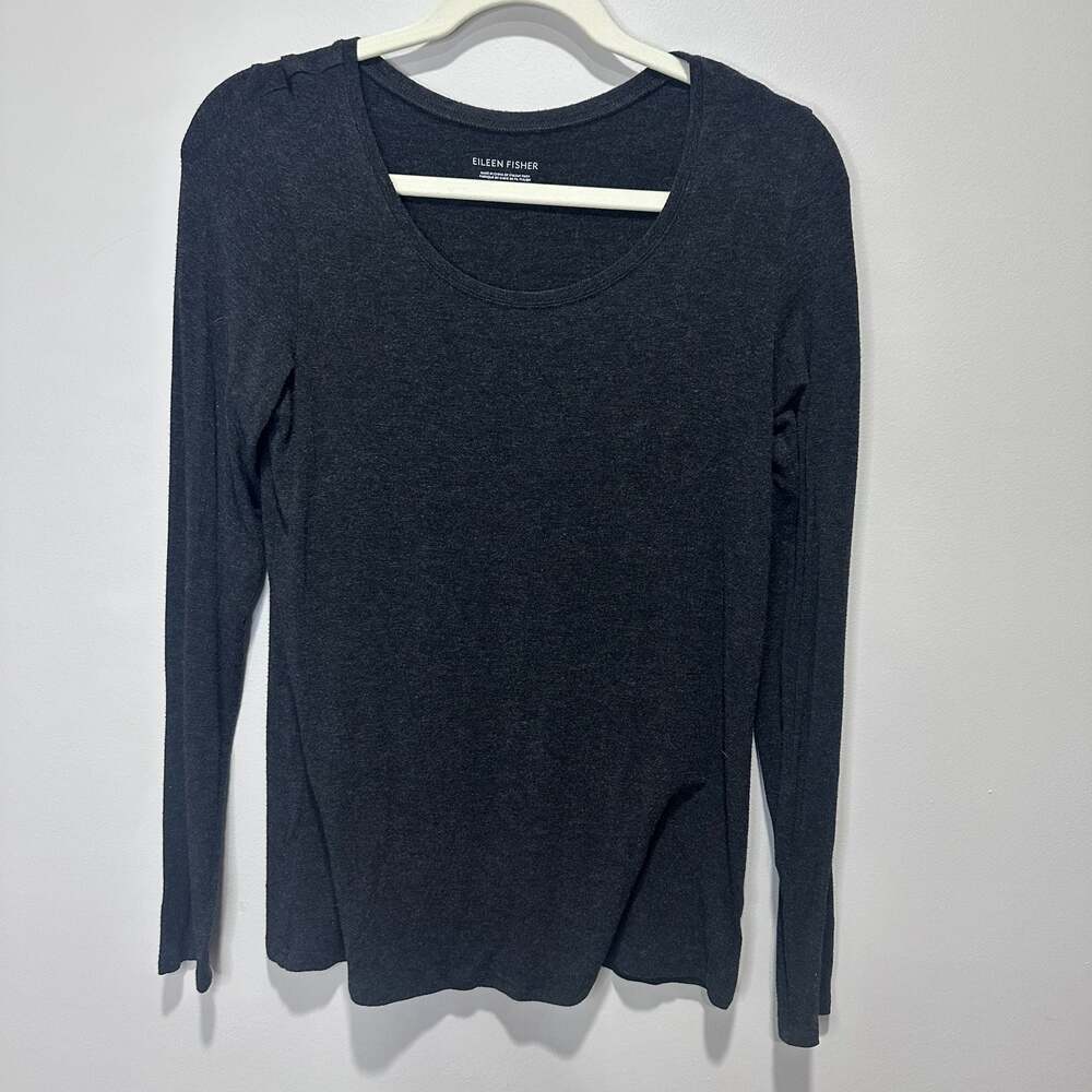 Eileen Fisher Viscose Spandex Scoop Neck Long Sleeve Top, Small - Picture 1 of 4